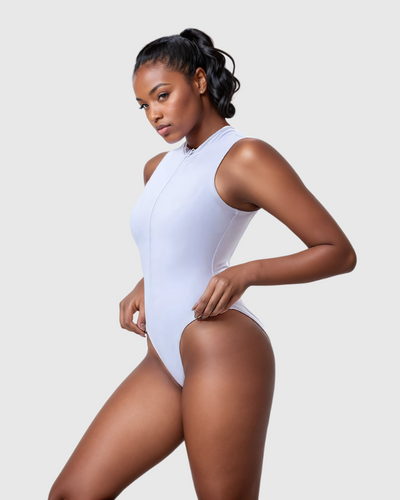 Closed Neck Zip-Up Snatched Swimsuit