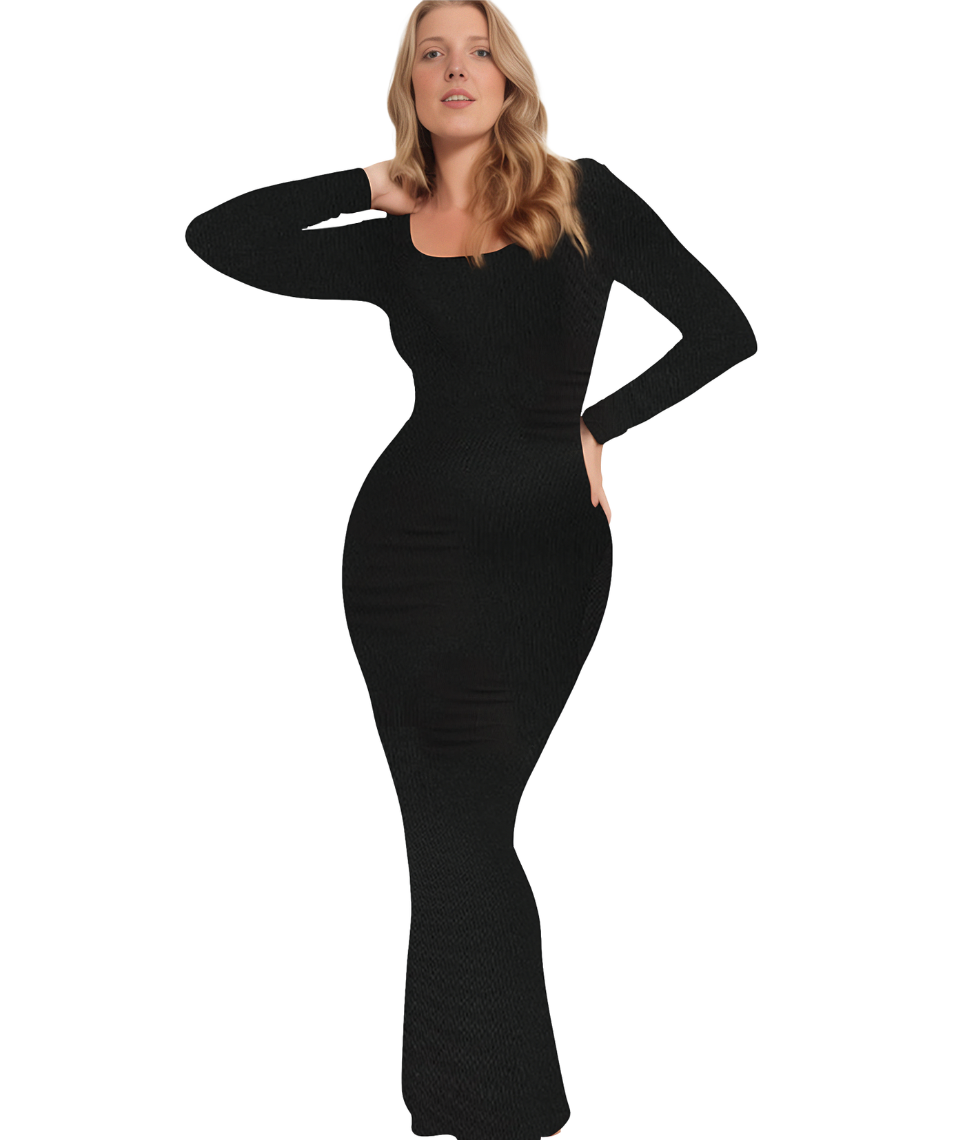 Built-In Shapewear Long Sleeve Maxi Lounge Dress