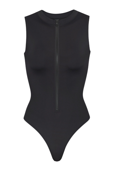 Closed Neck Zip-Up Snatched Swimsuit