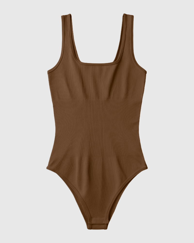 Square Neck Ribbed Bodysuit