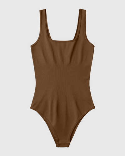 Square Neck Ribbed Bodysuit + FREE Non-Adhesive Nipple Cover Inserts