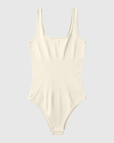 Square Neck Ribbed Bodysuit + FREE Non-Adhesive Nipple Cover Inserts